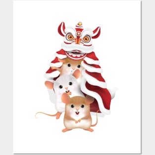 Year of the Rat - Chinese New Year - Dragon Dance Cute Rats Posters and Art